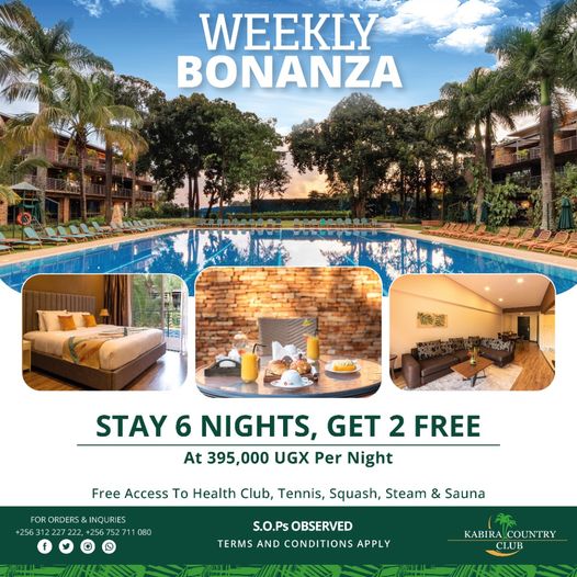 Stay For 6 Nights &Get 2 For Free With Other Goodies In Our Weekly Bonanza- Kabira Country Club Says