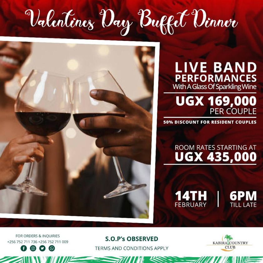 Kabira Country Club Announces Valentine's Day Special Offers For Couples At Only UGX 169,000K