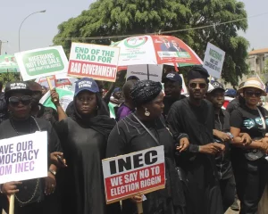 We Demand Fresh Elections! Thousands Of Nigerians Storm Streets To Protest Against Presidential Election Results