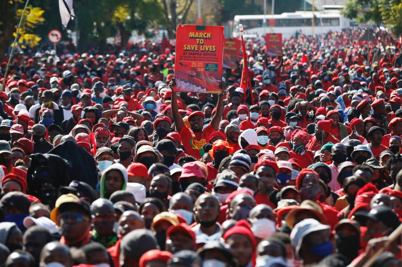 Thousands Storm Streets In South Africa To Demand President Ramaphosa's Resignation