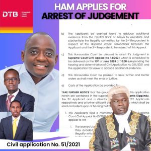 HAM Vs DTB Case: Supreme Court Officially Receives Hamis Kiggundu's Application To Block Tomorrow's Controversial Judgement