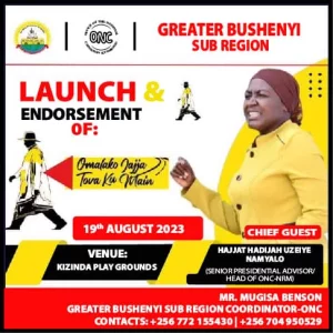 ONC Boss Hajjat Namyalo To Camp In Greater Bushenyi Subregion As Her Office Prepares To Launch ‘Jajja TovaKuMain’ Grand Endorsement At Kizinda Play Grounds