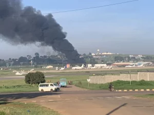 Civil Aviation Speaks Out On Fire Breaks At Stores Near Entebbe International Airport